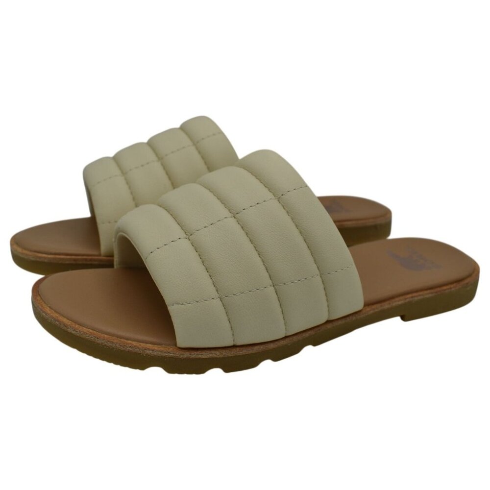 Sorel Womens Size 7.5 Ella III Quilted Puff Honey White Slide Sandals
